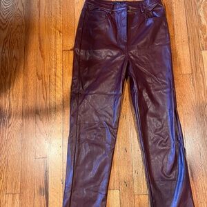 Lulu's Deep Burgundy Leather Trousers
